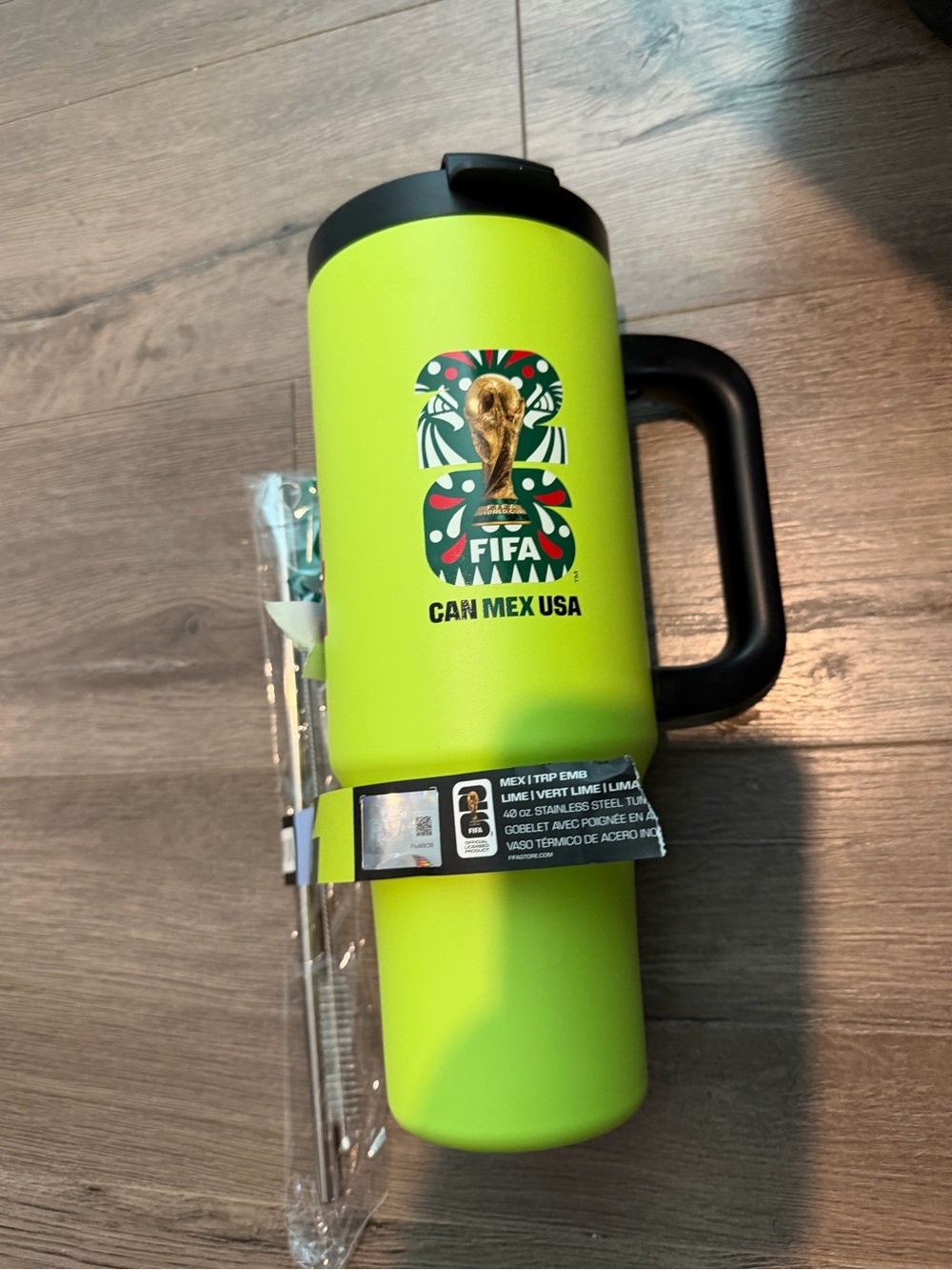FIFA World Cup 2026 40oz MEX Stainless Steel Insulated Tumbler Handle Straw